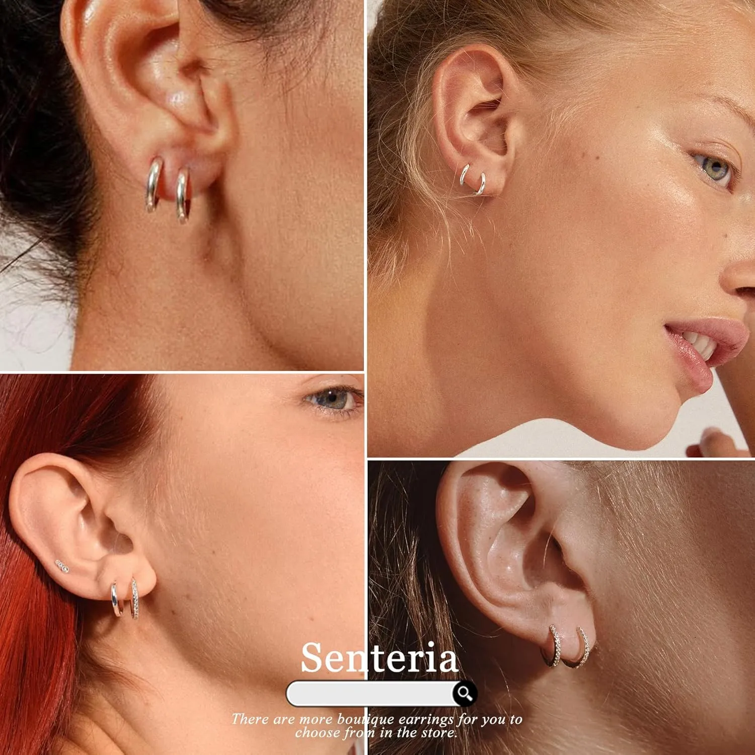 Senteria 925 Sterling Silver Plated Hoop Earring 5 Pairs Small Silver Hoop Earrings Hypoallergenic Silver Hoop Earring for Women Cartilage Sleepers Huggie Earrings Sets 8/10/12/14/16mm