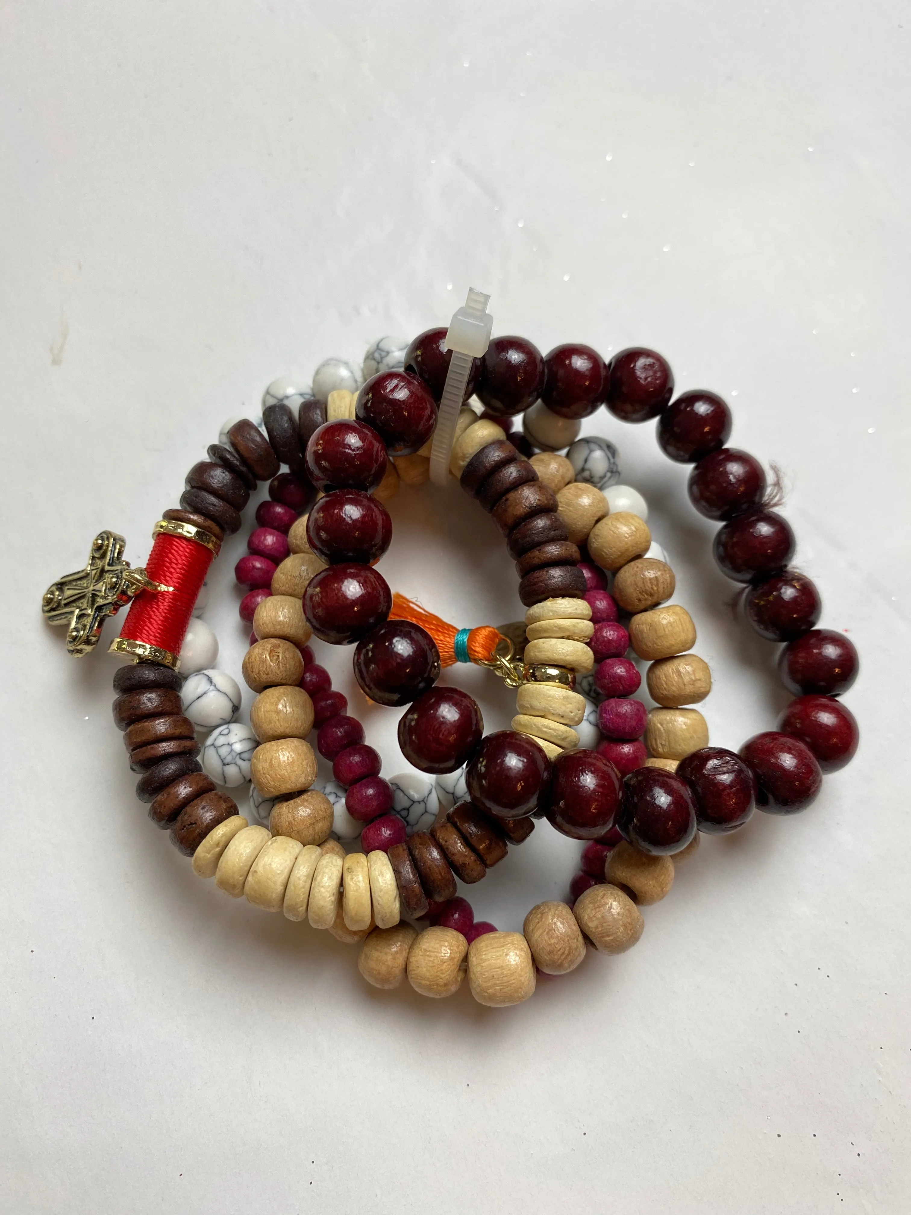 Set of 5 Wooden Bead Bracelets