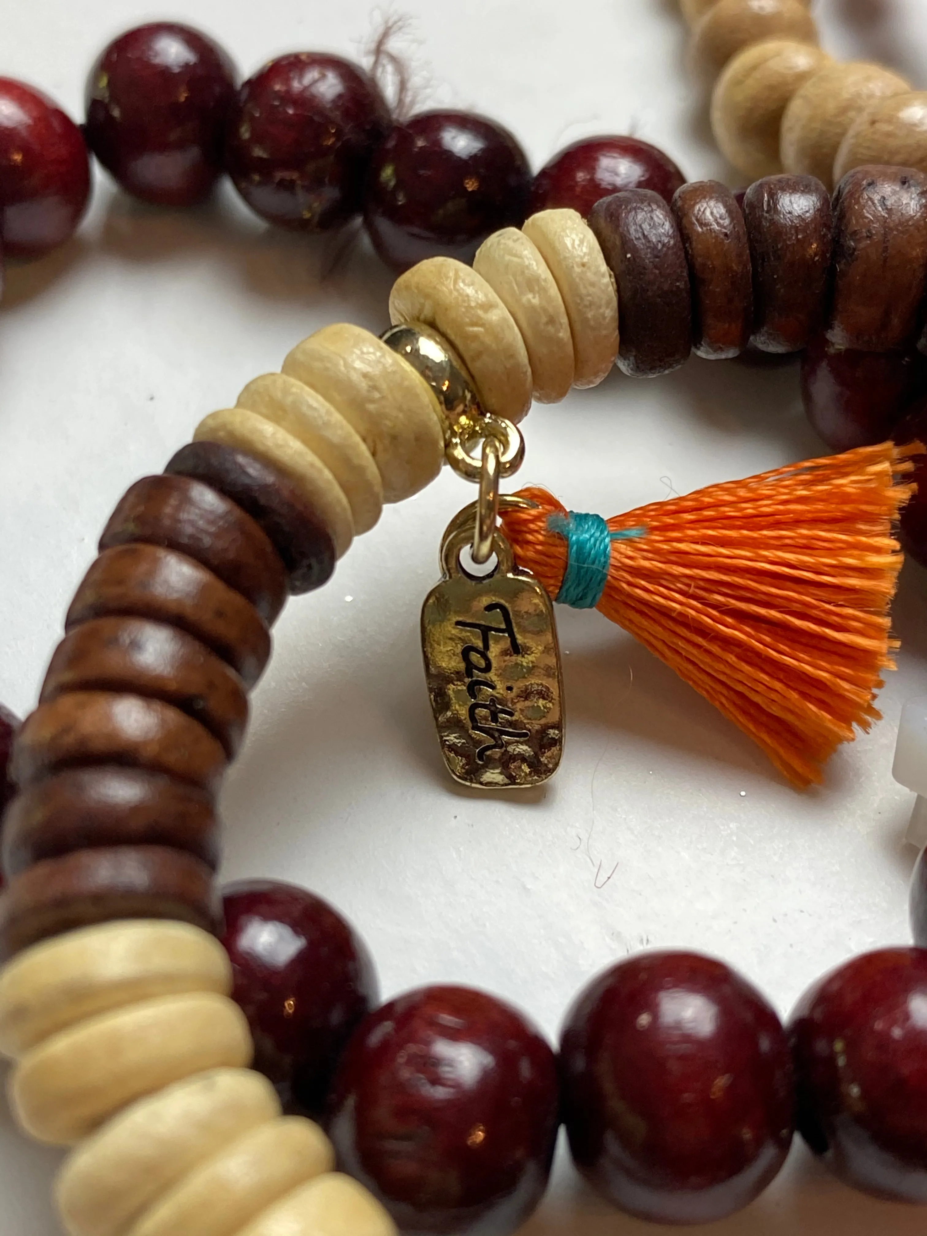 Set of 5 Wooden Bead Bracelets