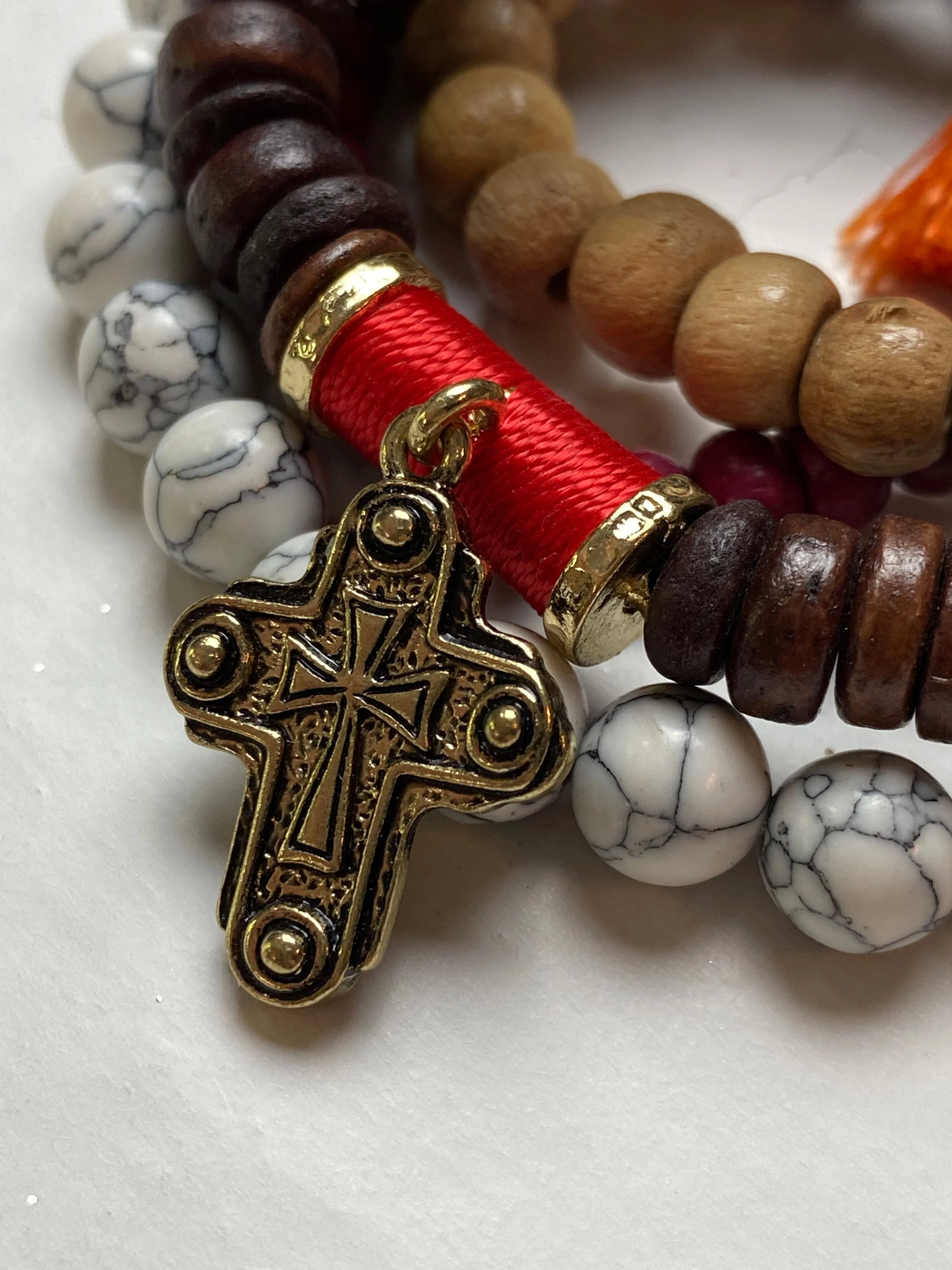 Set of 5 Wooden Bead Bracelets