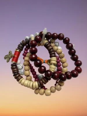 Set of 5 Wooden Bead Bracelets