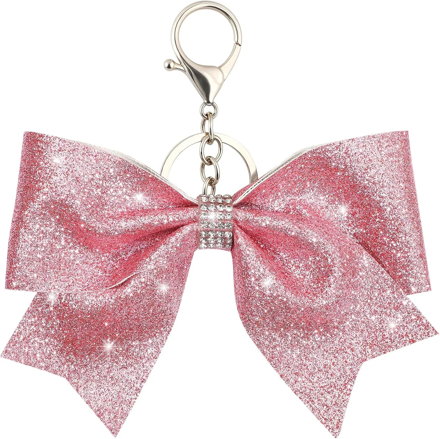 Shiny Bow Keychain for Audlt Bowknot Women Backpack Bag Charm Cheer Stuff Team Cheerleading College Sports Gift