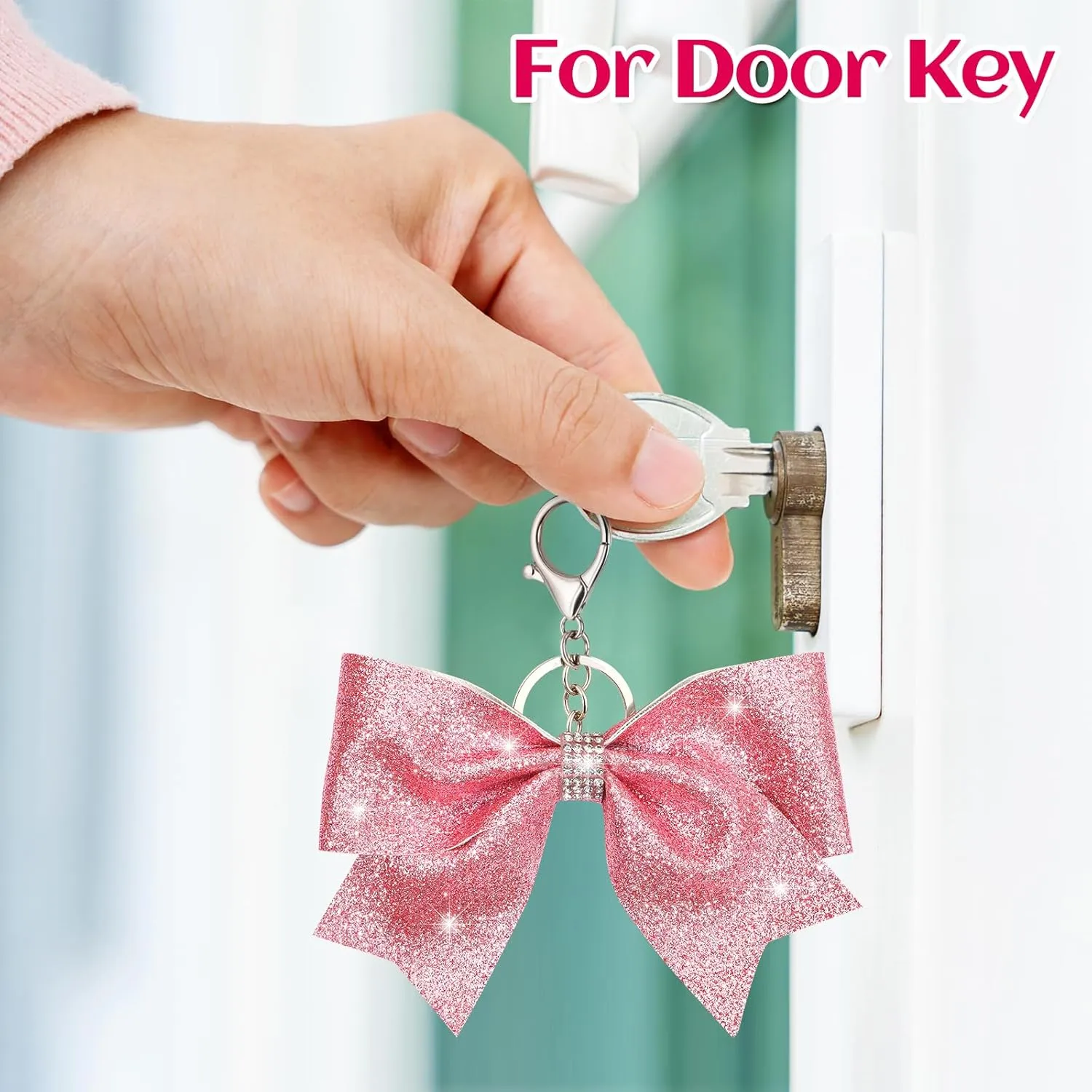 Shiny Bow Keychain for Audlt Bowknot Women Backpack Bag Charm Cheer Stuff Team Cheerleading College Sports Gift