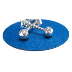 Silver Hammered Ball Stud Earrings for Men, Tiny Cartilage Studs, Minimalist Tiny Ball Studs