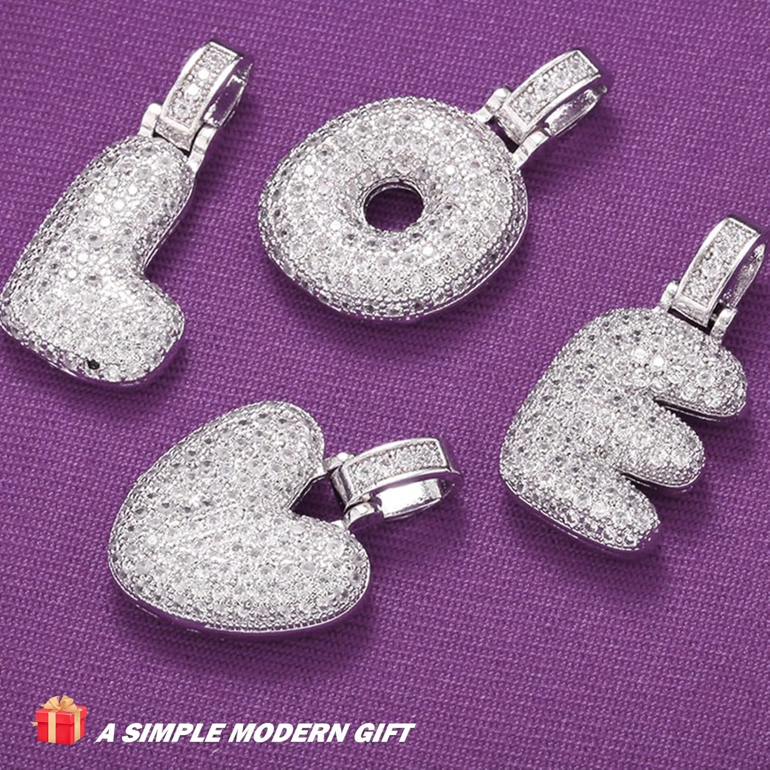 Silver Initial Charm for Stanley Cup- Bubble Letter Charms Accessories for Stanley handle 40 Oz Tumblers Cute Keychain with Diamond Glitter Jewelry Personalized Water Bottle Decorations D