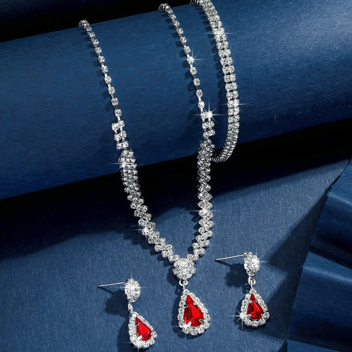 Silver Jewelry Set for Prom,Elegant Prom Jewelry Set Crystal Rhinestone Necklace Earrings Bracelet Brides Wedding Prom Dresses Costume Jewelry Accessories for Women