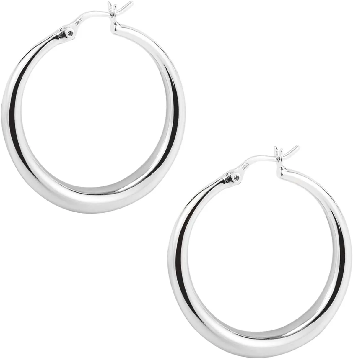 Silver Oval Hoop Earrings Hypoallergenic 14K Gold Plated Sterling Silver Lightweight Oval Hoop Earrings for Women Gilrs