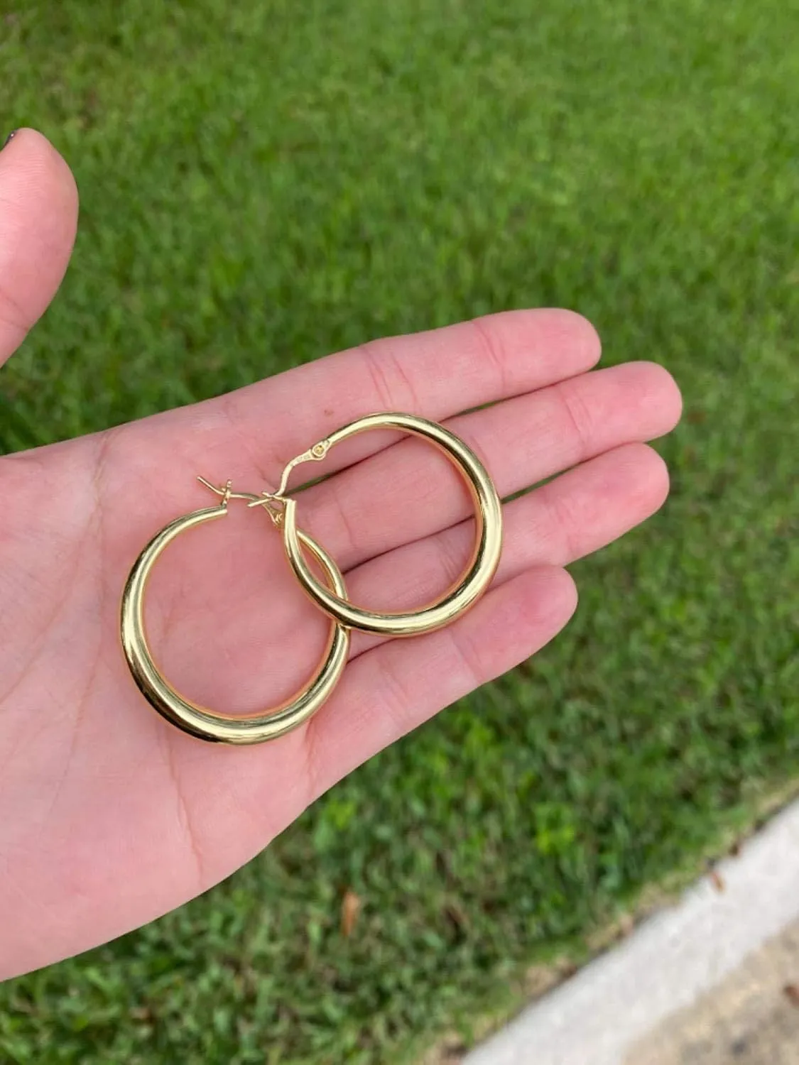 Silver Oval Hoop Earrings Hypoallergenic 14K Gold Plated Sterling Silver Lightweight Oval Hoop Earrings for Women Gilrs