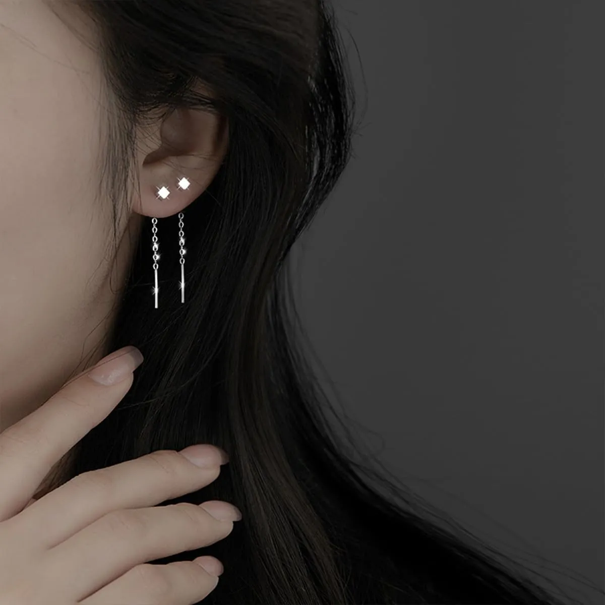 Silver Threader Earrings for Women Cute Star Dangle Silver Chain Earrings Hypoallergenic Minimalist Jewelry Korean Earrings