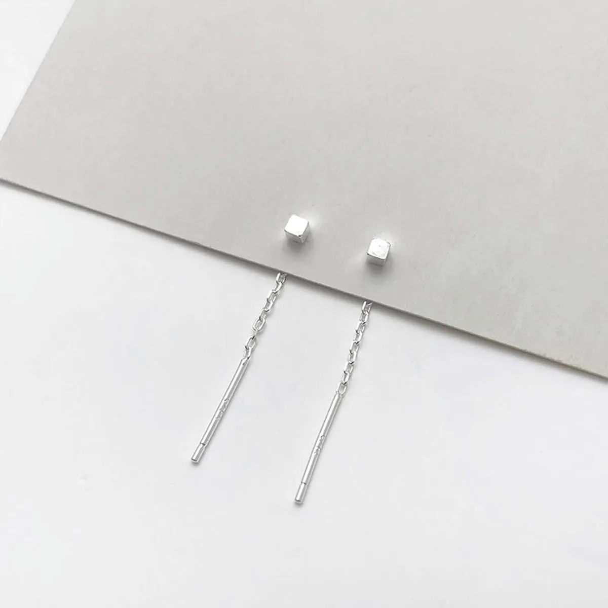 Silver Threader Earrings for Women Cute Star Dangle Silver Chain Earrings Hypoallergenic Minimalist Jewelry Korean Earrings