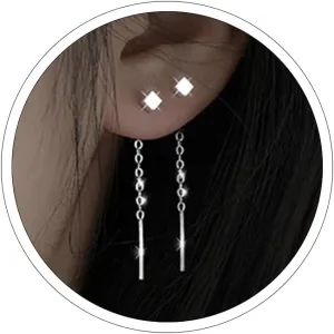 Silver Threader Earrings for Women Cute Star Dangle Silver Chain Earrings Hypoallergenic Minimalist Jewelry Korean Earrings