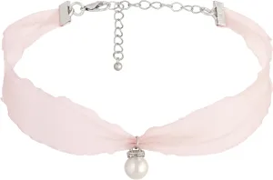 Simple Chiffon Faux Pearl Drop Choker Aesthetic Necklace Jewelry for Women