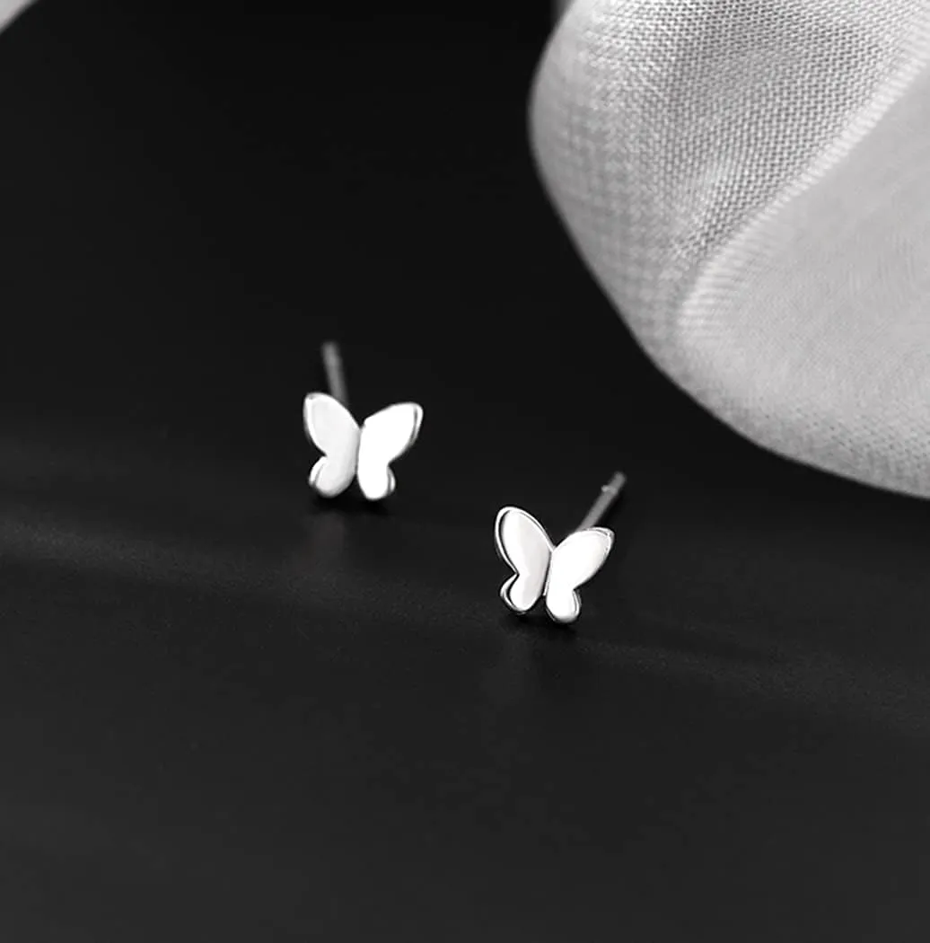 SLUYNZ Solid 925 Sterling Silver Tiny Butterfly Earrings Studs for Women Teens Tiny Studs Earrings