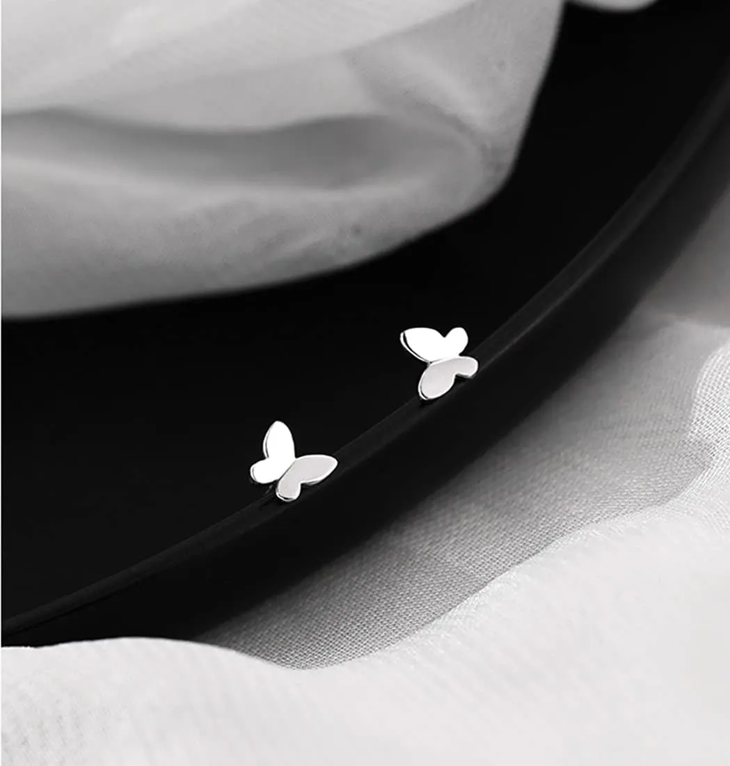 SLUYNZ Solid 925 Sterling Silver Tiny Butterfly Earrings Studs for Women Teens Tiny Studs Earrings