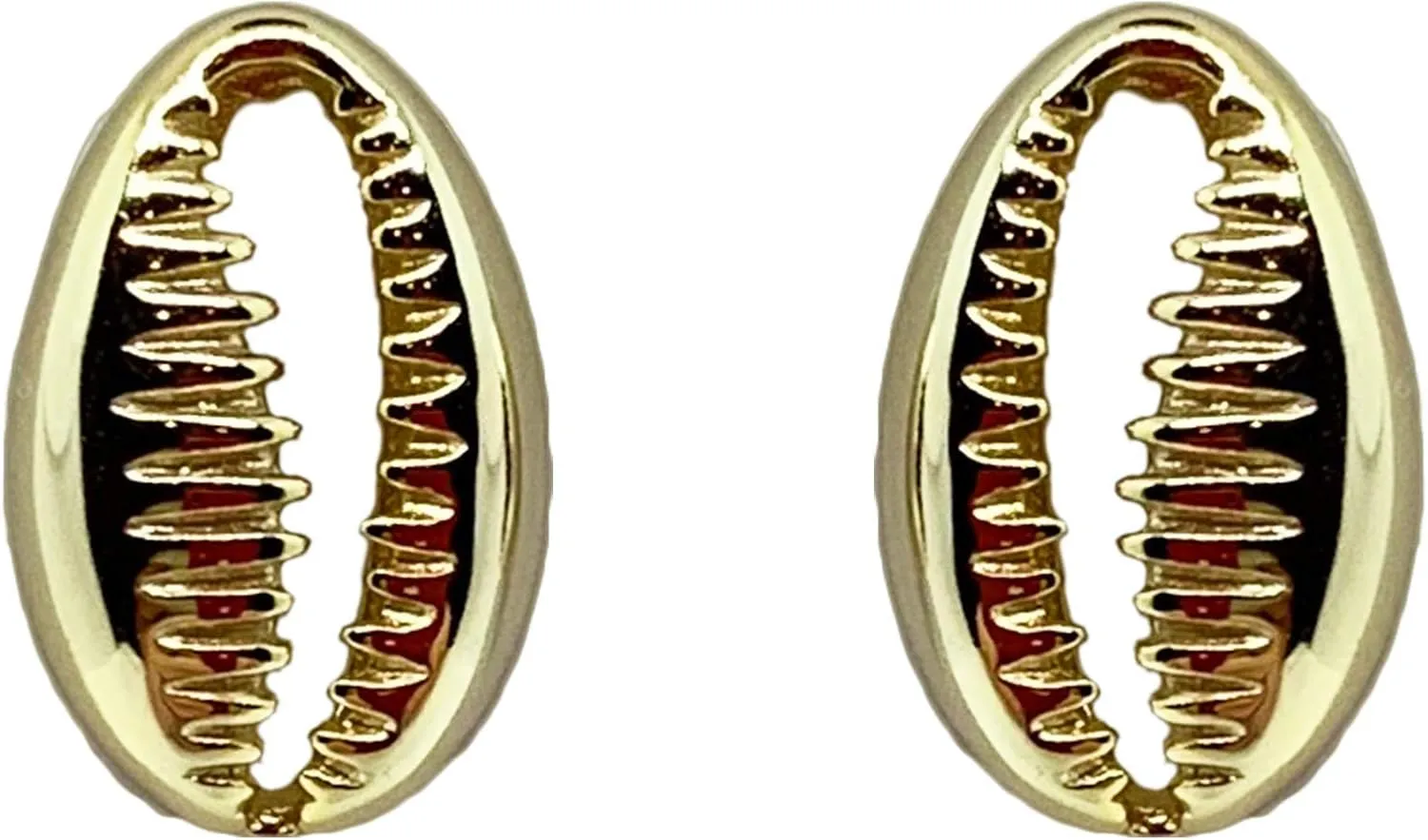 Small Cowrie Sea Shells Gold-plated Sterling Silver Stud Earrings 10mm