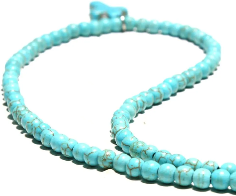Small Dainty Cross Necklace Pendant Bohemian Turquoise Seed Bead Beaded Necklace Choker for Women Men Faith Jewelry Gift