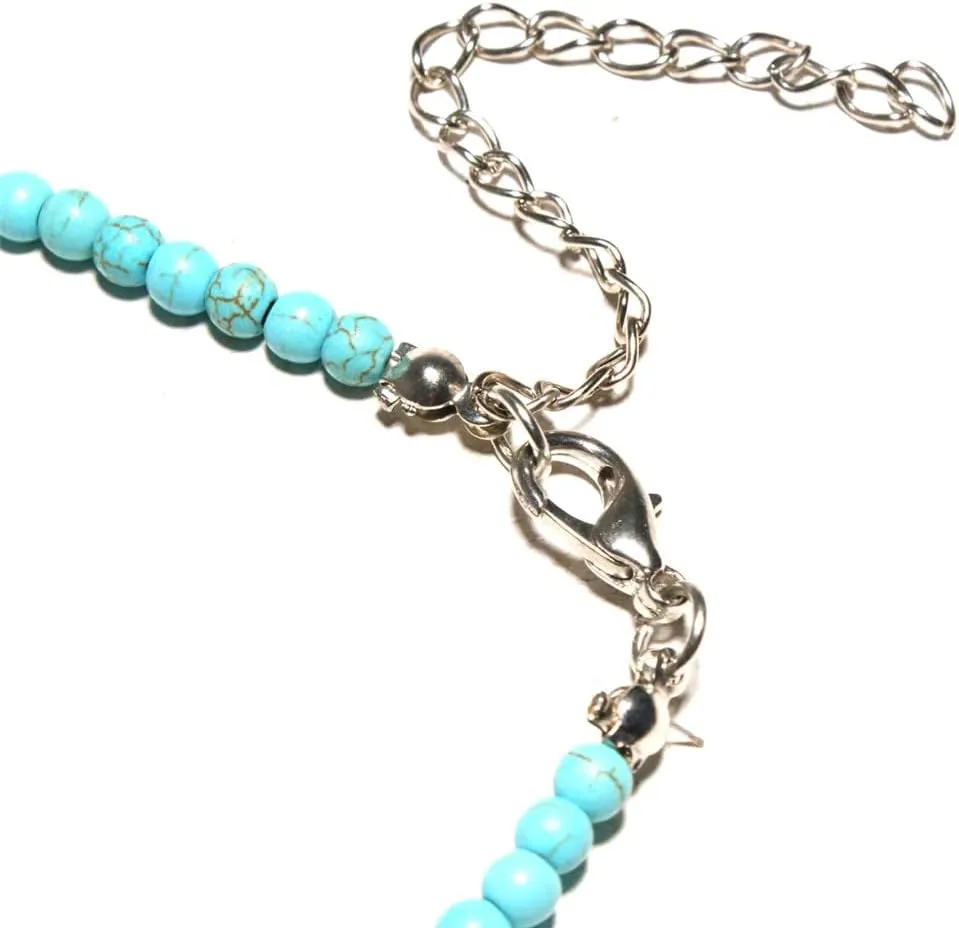 Small Dainty Cross Necklace Pendant Bohemian Turquoise Seed Bead Beaded Necklace Choker for Women Men Faith Jewelry Gift