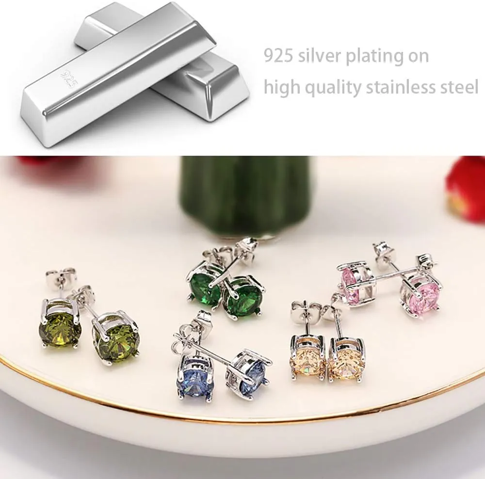 Small Stud Earrings for Women Sterling Silver 4mm Hypoallergenic