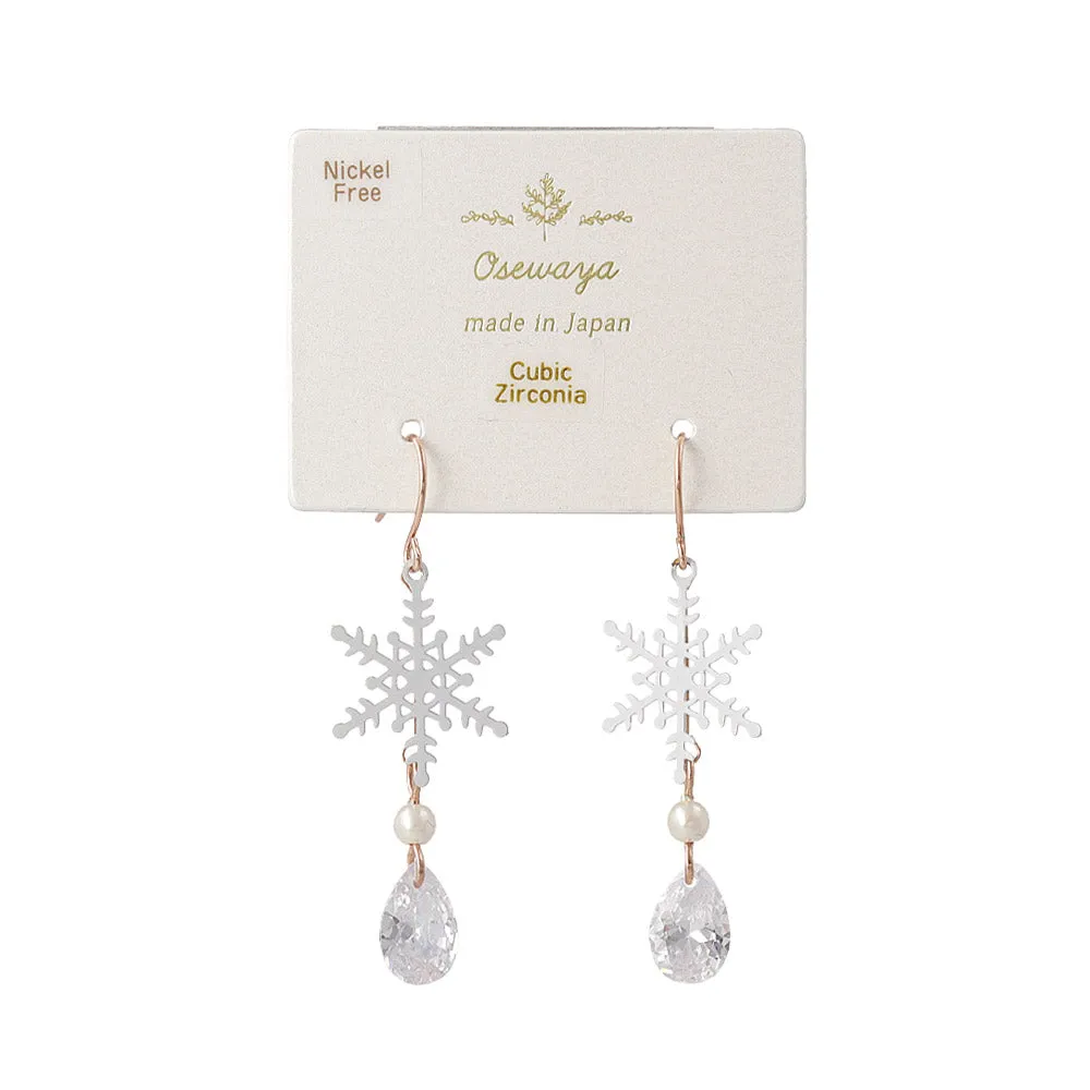 Snowflake and Teardrop Stone Earrings