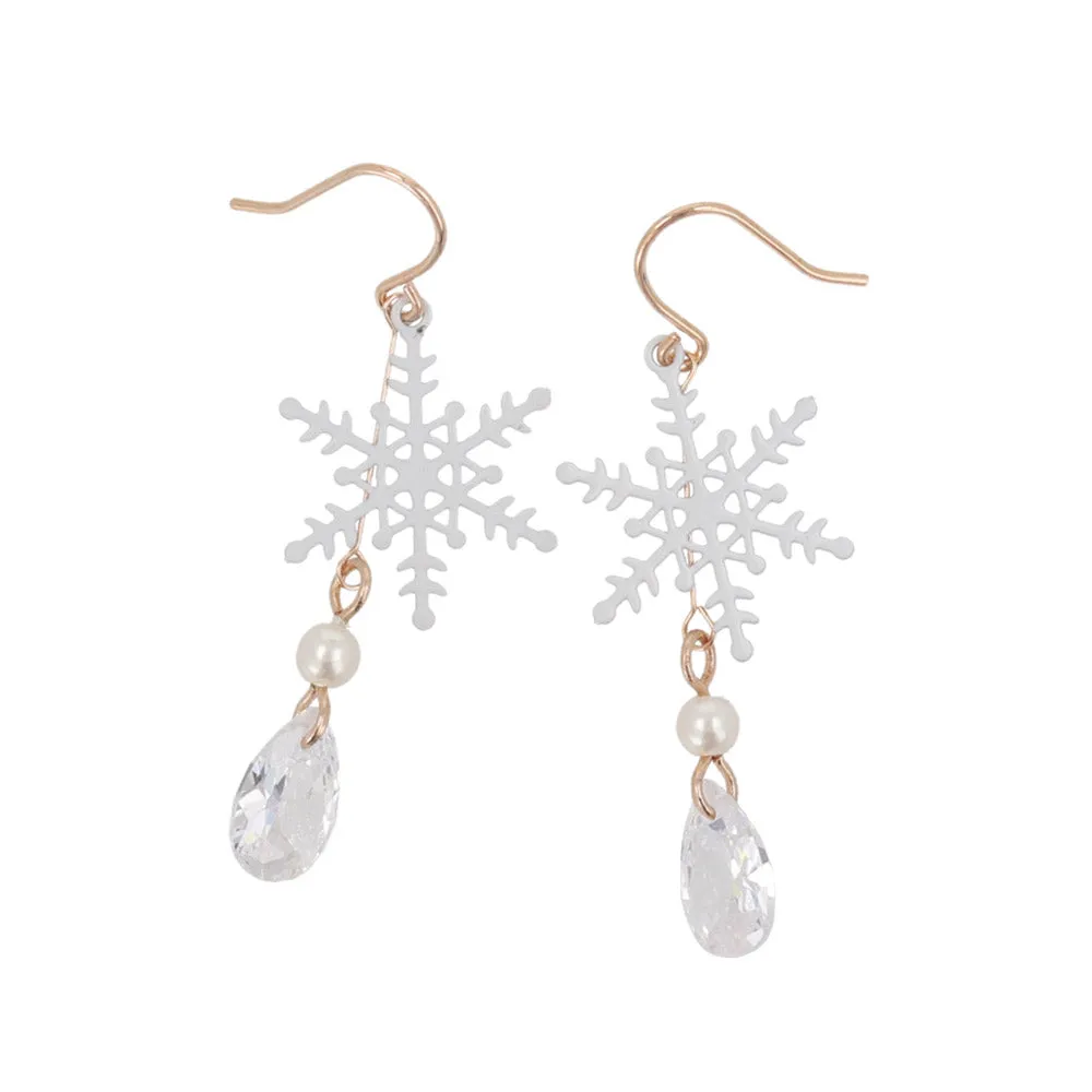 Snowflake and Teardrop Stone Earrings