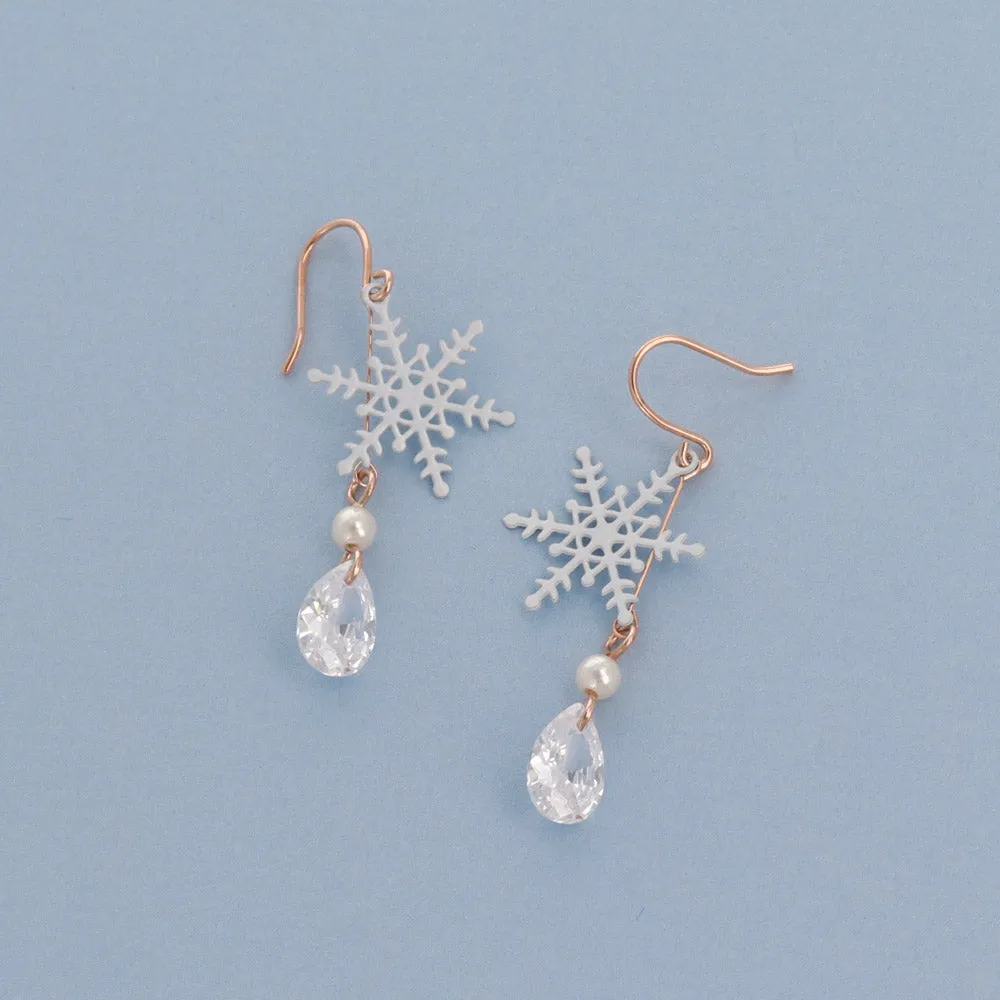 Snowflake and Teardrop Stone Earrings