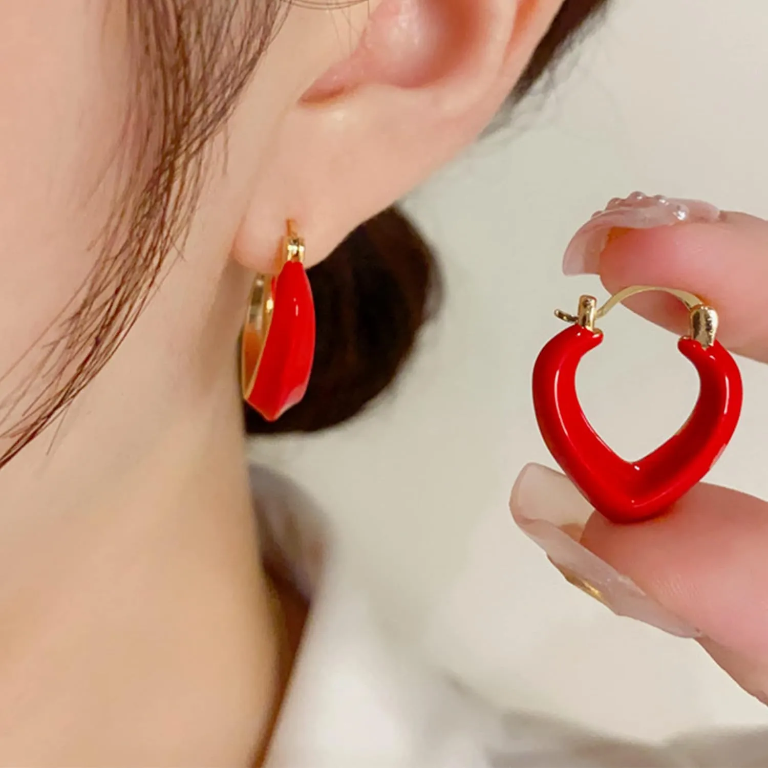 Sonateomber Thick Chunky Huggie Hoop Earrings for Women  Statement Vintage Gold Pated Cubic Zirconia Sensitive Ears Hypoallergenic Stud Jewelry Gift