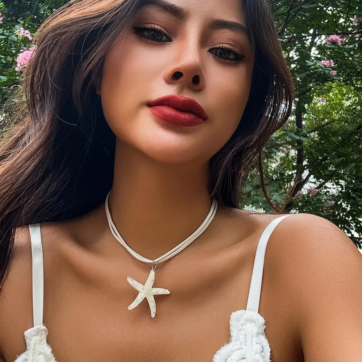 Sora Tuki Gold Starfish Necklace and Earrings - Beach Jewelry for Women - Summer Necklace with Surfer Shell and Turtle Conch Beaded Choker