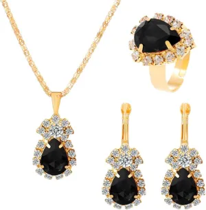 Sparkling Rhinestone Ladies Gifts Bride Silver Bridal Necklace Earrings Ring Set Crystal Wedding Jewelry Set Rhinestone Choker Necklace for Women (Set of 3)