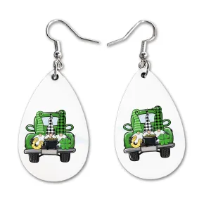 St Paddys Day Dangle Earrings Set | Cute Girls Womens Jewelry Earings | Double Sided Print | Holiday Gifts | Saint Patricks Day Decorations Girlfriend Wife Adorable Fashion Accessories decor