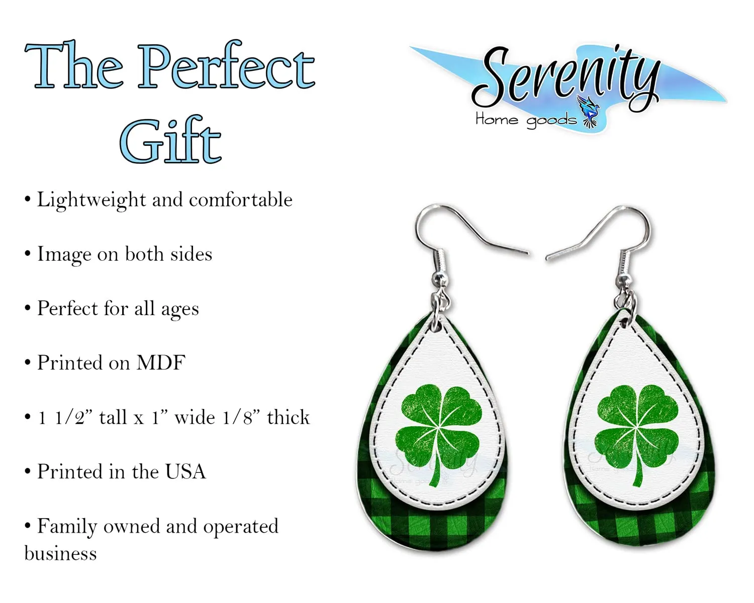 St Paddys Day Dangle Earrings Set | Cute Girls Womens Jewelry Earings | Double Sided Print | Holiday Gifts | Saint Patricks Day Decorations Girlfriend Wife Adorable Fashion Accessories decor
