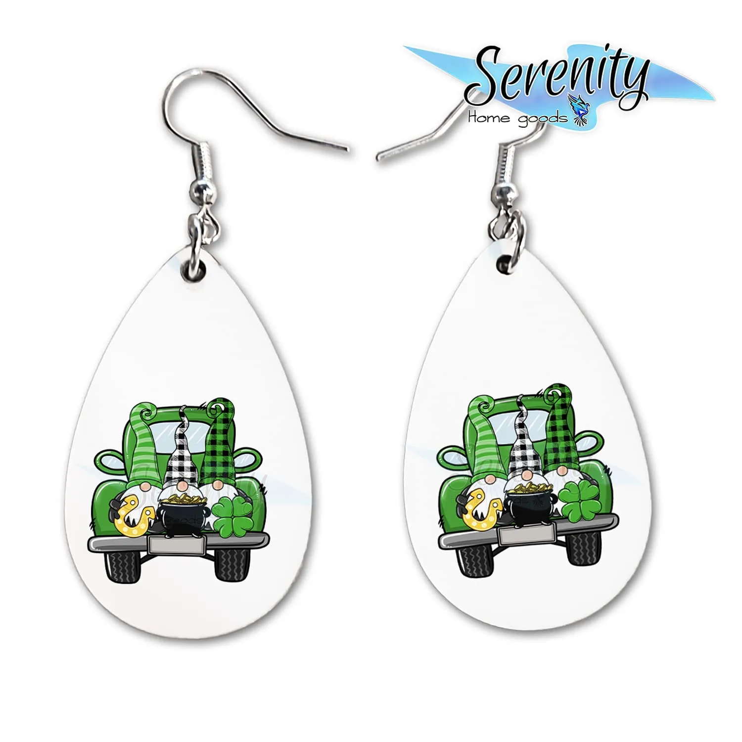 St Paddys Day Dangle Earrings Set | Cute Girls Womens Jewelry Earings | Double Sided Print | Holiday Gifts | Saint Patricks Day Decorations Girlfriend Wife Adorable Fashion Accessories decor