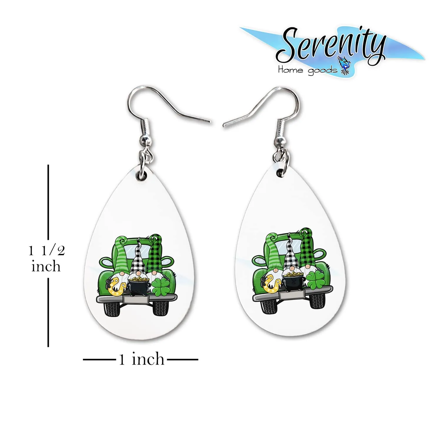 St Paddys Day Dangle Earrings Set | Cute Girls Womens Jewelry Earings | Double Sided Print | Holiday Gifts | Saint Patricks Day Decorations Girlfriend Wife Adorable Fashion Accessories decor