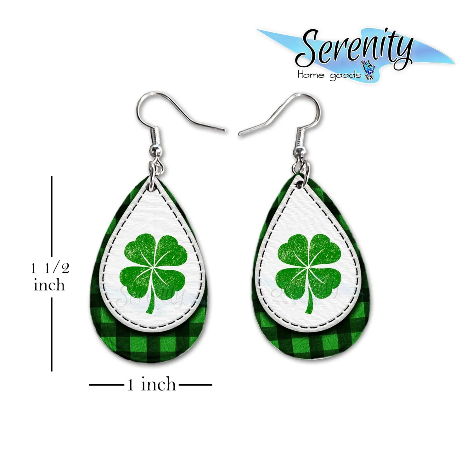 St Paddys Day Dangle Earrings Set | Cute Girls Womens Jewelry Earings | Double Sided Print | Holiday Gifts | Saint Patricks Day Decorations Girlfriend Wife Adorable Fashion Accessories decor