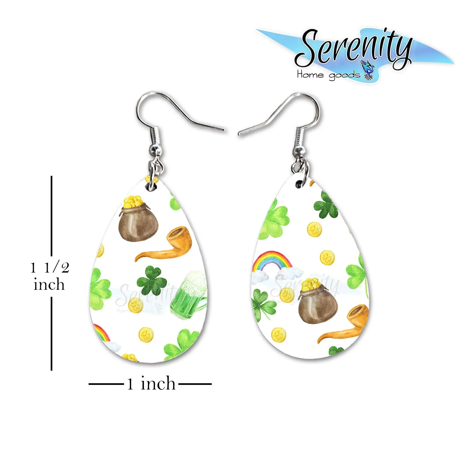 St Paddys Day Dangle Earrings Set | Cute Girls Womens Jewelry Earings | Double Sided Print | Holiday Gifts | Saint Patricks Day Decorations Girlfriend Wife Adorable Fashion Accessories decor