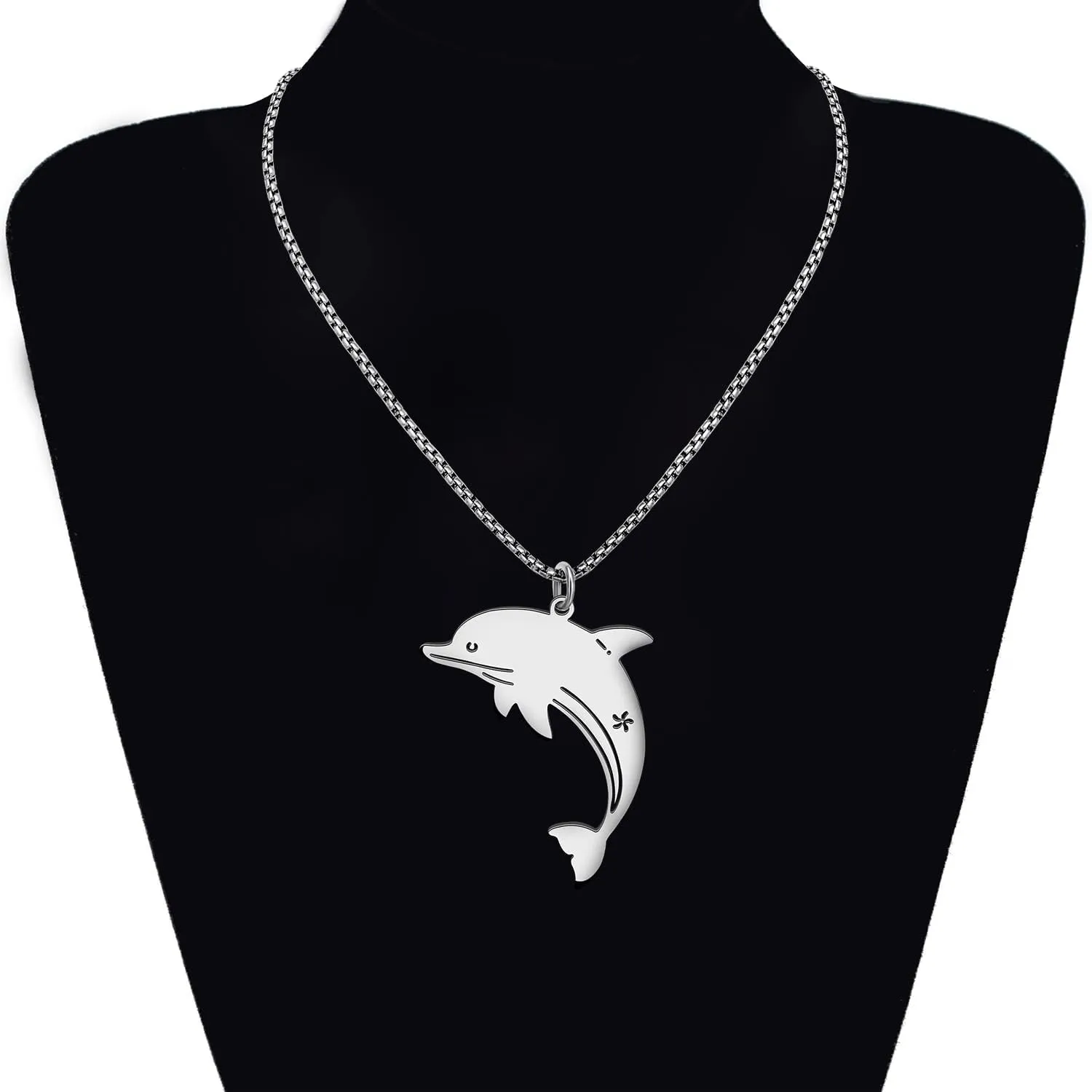 Stainless Steel 18K Gold Silver Plated Sea Life Shark Crab Seahorse Turtle Dolphin Necklace Pendant for Women Cute Ocean Animal Necklaces Jewelry for Gifts