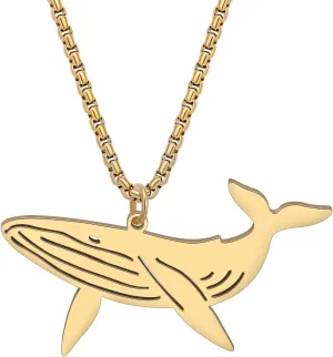 Stainless Steel Ocean Animal Whale Necklace Pendant for Women 18K Gold Silver Plated Cute Whale Necklaces Minimalist Jewelry Gifts for Her Mom Girlfriend