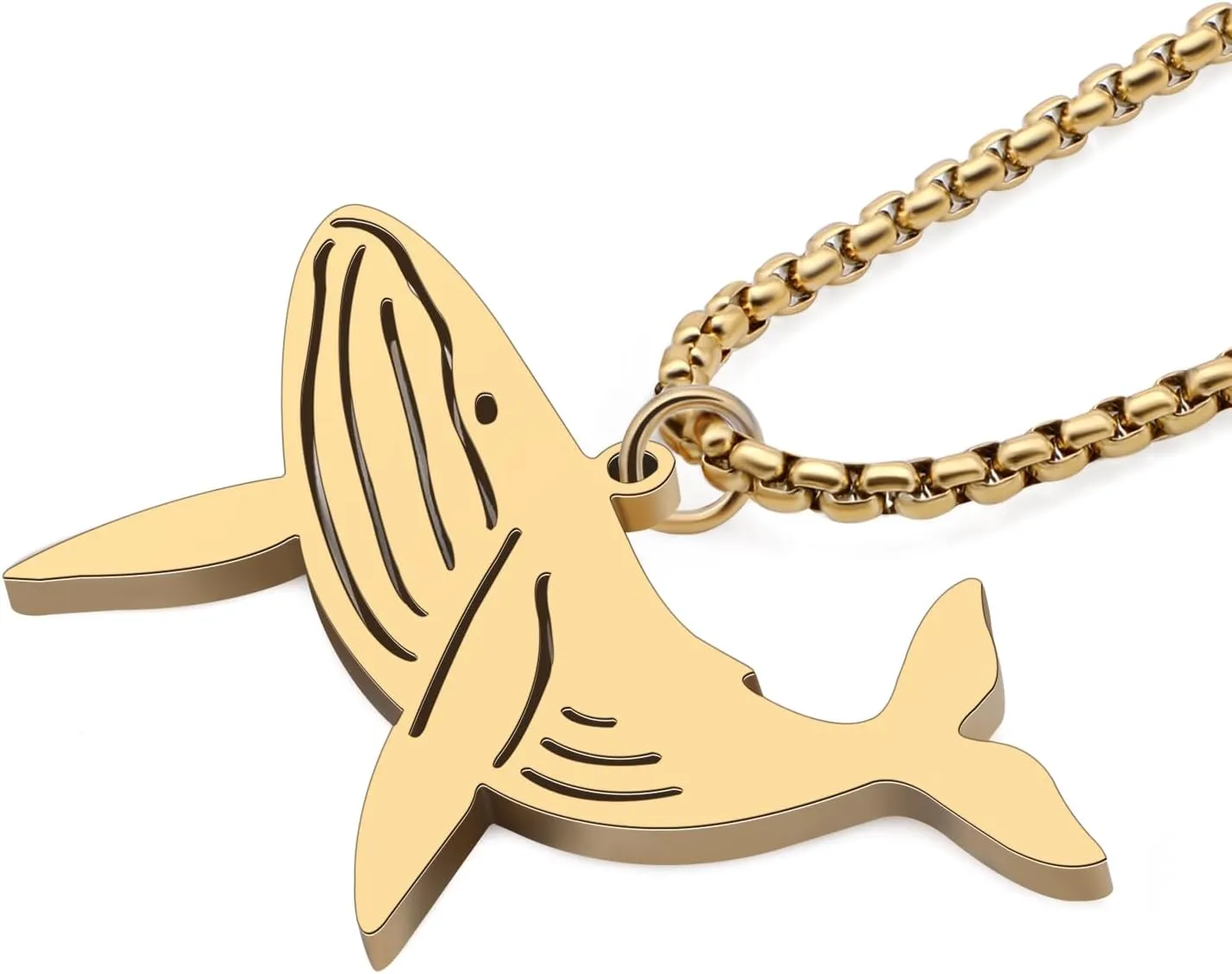 Stainless Steel Ocean Animal Whale Necklace Pendant for Women 18K Gold Silver Plated Cute Whale Necklaces Minimalist Jewelry Gifts for Her Mom Girlfriend