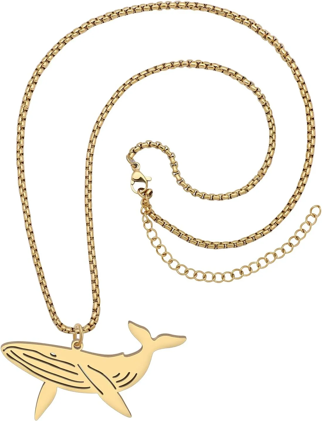 Stainless Steel Ocean Animal Whale Necklace Pendant for Women 18K Gold Silver Plated Cute Whale Necklaces Minimalist Jewelry Gifts for Her Mom Girlfriend