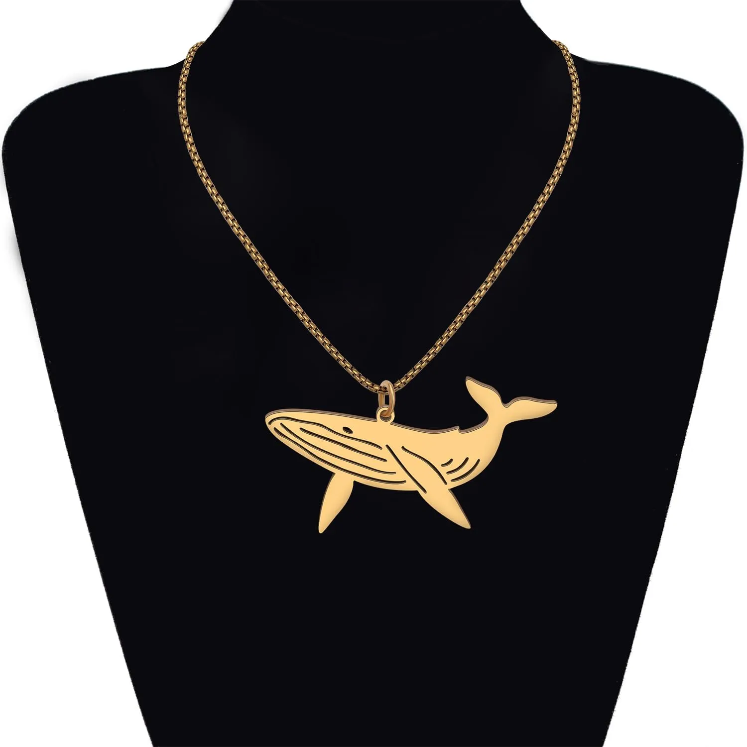 Stainless Steel Ocean Animal Whale Necklace Pendant for Women 18K Gold Silver Plated Cute Whale Necklaces Minimalist Jewelry Gifts for Her Mom Girlfriend