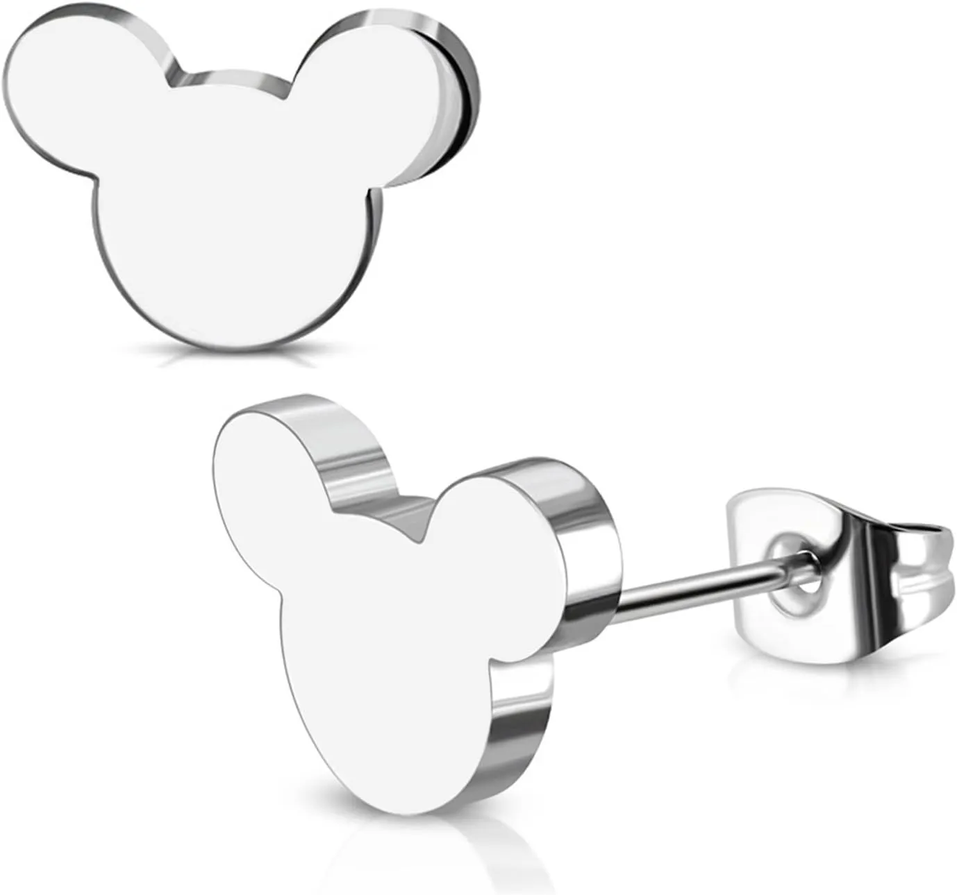 Stainless Steel Tiny Mouse Silhouette Button Stud Post Earrings