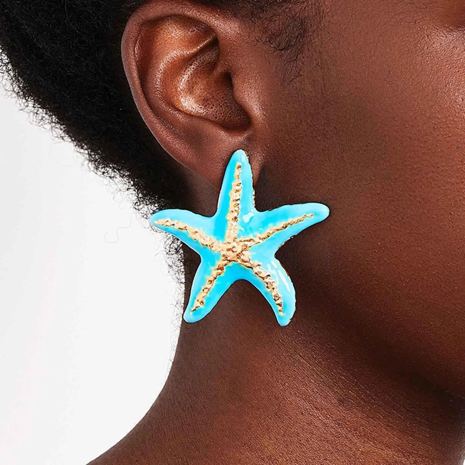 Starfish Earrings Large Gold Statement Big Star Earrings for Women Boho Fashion Beach Ear Jewelry Accessories