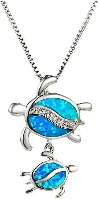 Starfish Necklace Earrings Jewelry Set with Blue Purple Opal Ocean Sea Animal Beach Jewelry for Women