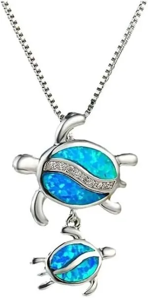 Starfish Necklace Earrings Jewelry Set with Blue Purple Opal Ocean Sea Animal Beach Jewelry for Women