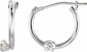 Sterling Silver 2.5mm Round Shape Cubic Zirconia Small Hinged Hoop Earrings Fine Jewelry For Women Gifts For Her