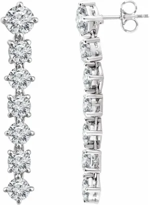 Sterling Silver Cubic Zirconia 7 Seven-Stone Drop Dangle Earrings Fine Jewelry For Women Gifts For Her