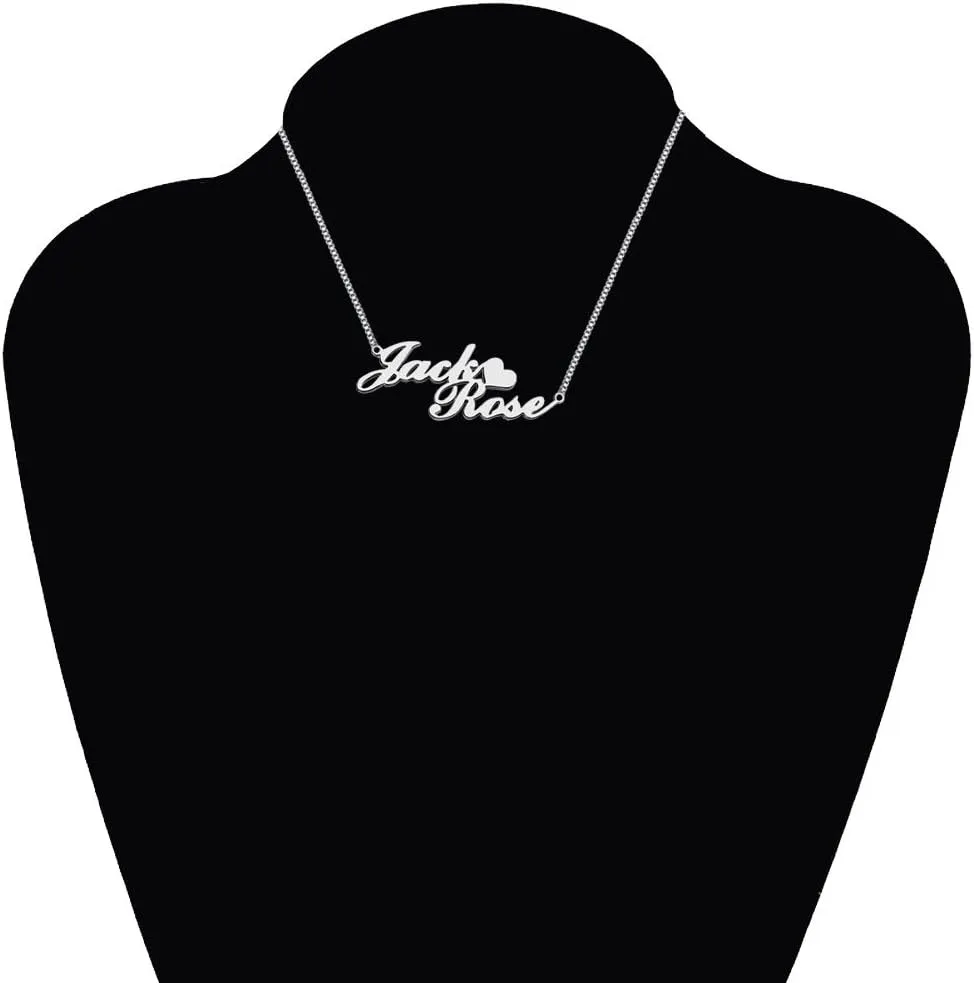 Sterling Silver Custom Name Necklace Personalized Nameplate Pendant with Heart Custom Jewelry Gift Ideas for Women