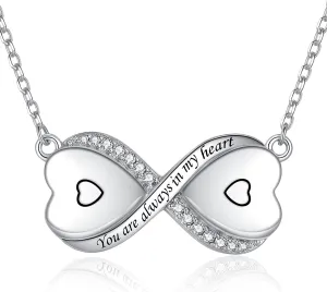 Sterling Silver Dual Infinity Urn Necklace for Women: Double Heart Cremation Necklaces Jewelry Hold Two Ashes - Infinity Memorial Keepsakes Pendant Jewelry Gifts for Loved Ones