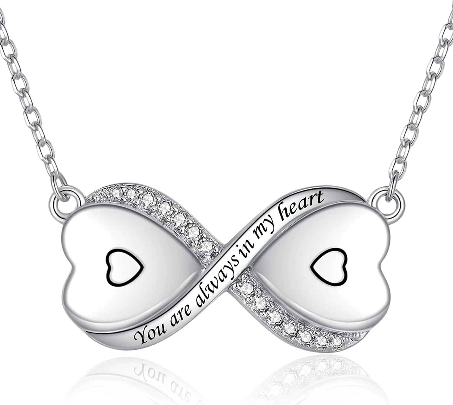 Sterling Silver Dual Infinity Urn Necklace for Women: Double Heart Cremation Necklaces Jewelry Hold Two Ashes - Infinity Memorial Keepsakes Pendant Jewelry Gifts for Loved Ones