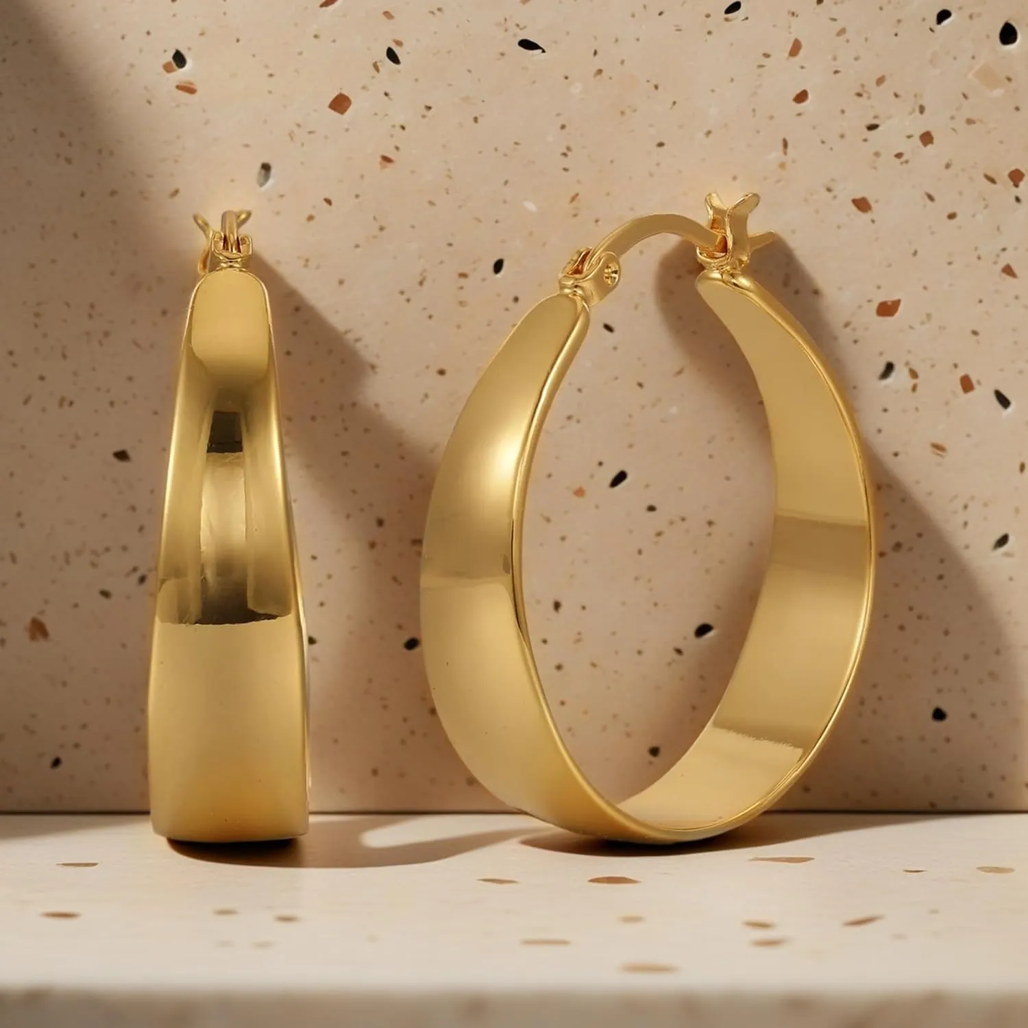 Sterling Silver Hoop Earrings, 8MM Wide Hypoallergenic Silver Hoop Earrings for Women, Lightweight Thick Large Hoops Earring for Women Jewelry Gifts 30/40/50/60MM
