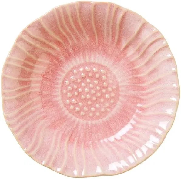 Sunflower Ring Tray Cute Paper Clips Candy Dish Ashtray in Office, Decorative Trinket Jewelry Holder for Necklace Earrings Put On Bathroom/Kitchen Counters, Ceramic, Pink.
